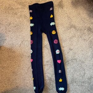 Kids Emoji Patterned Tights - Navy Blue